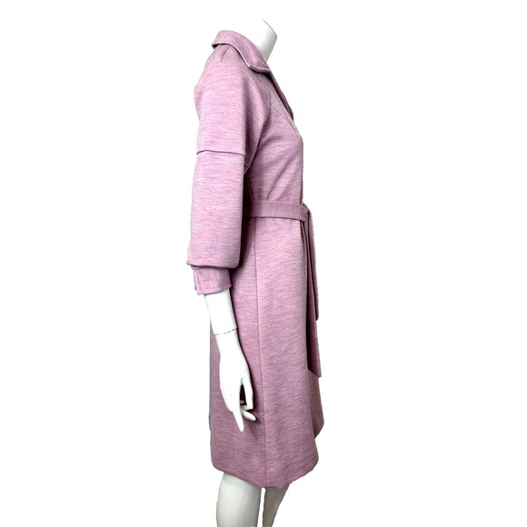 70s Bleeker Street Dress Size Large Pink Wide Collar Long Balloon Sleeve Belt - Picture 8 of 12